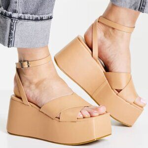 Public Desire Nude Platform Sandals - Size 7.5 - Great Condition